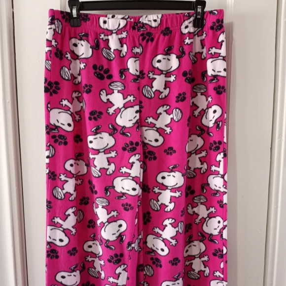 Snoopy Peanuts Fleece Pink Pajama Pants Women's Size Medium 8/10 - Picture 2 of 9